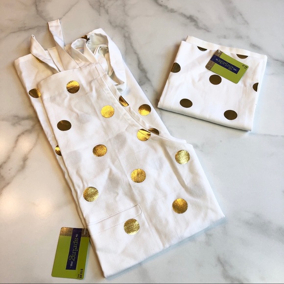 The Spring Shop Other - Gold Dot Apron + Dish Towel Set
